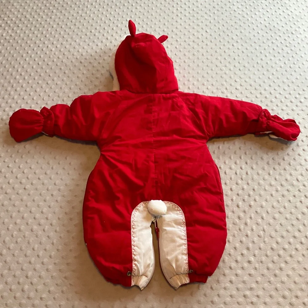 Bright Future Baby Snowsuit Red Bear Hooded Puffer Pram  Bunting Suit 0 9 Months